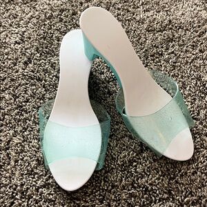 Clear Aqua Slide Princess heels
